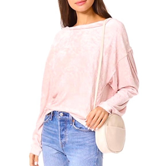NWT Free People Milan Blush Pink Velvet Top - Picture 6 of 13